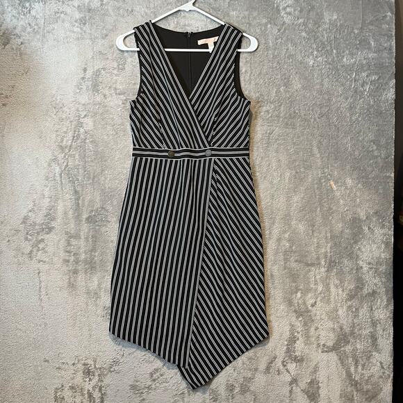 Hutch Indira Asymmetrical Striped V-Neck Wrap Dress Size Small Black & White - Picture 1 of 8